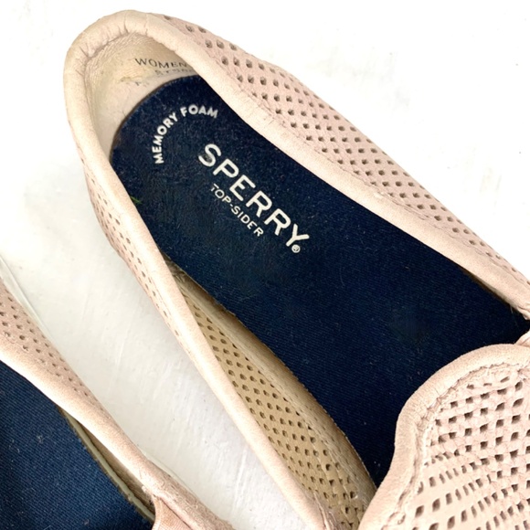 Sperry Top Siders W 10 Blush Seaside Perforated Slip On Sneakers Memory Foam - Picture 4 of 11